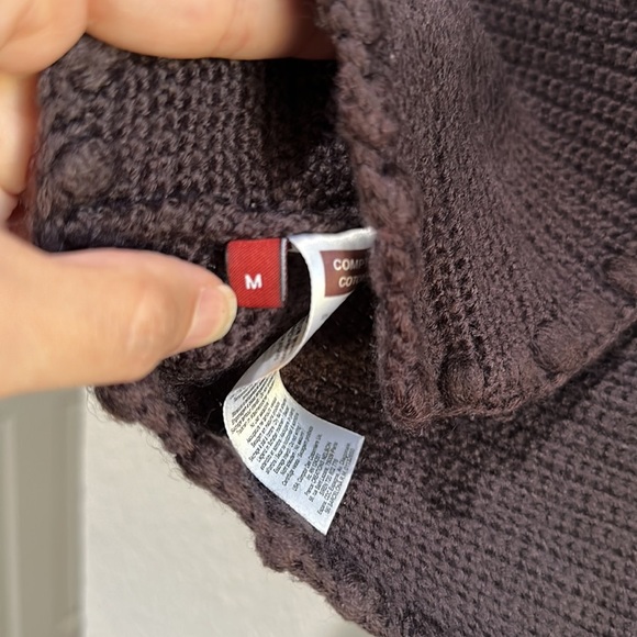 Comptoir Des Cotonniers Chocolate Brown Crocheted Knit Cropped Sweater Cardigan - Picture 5 of 6